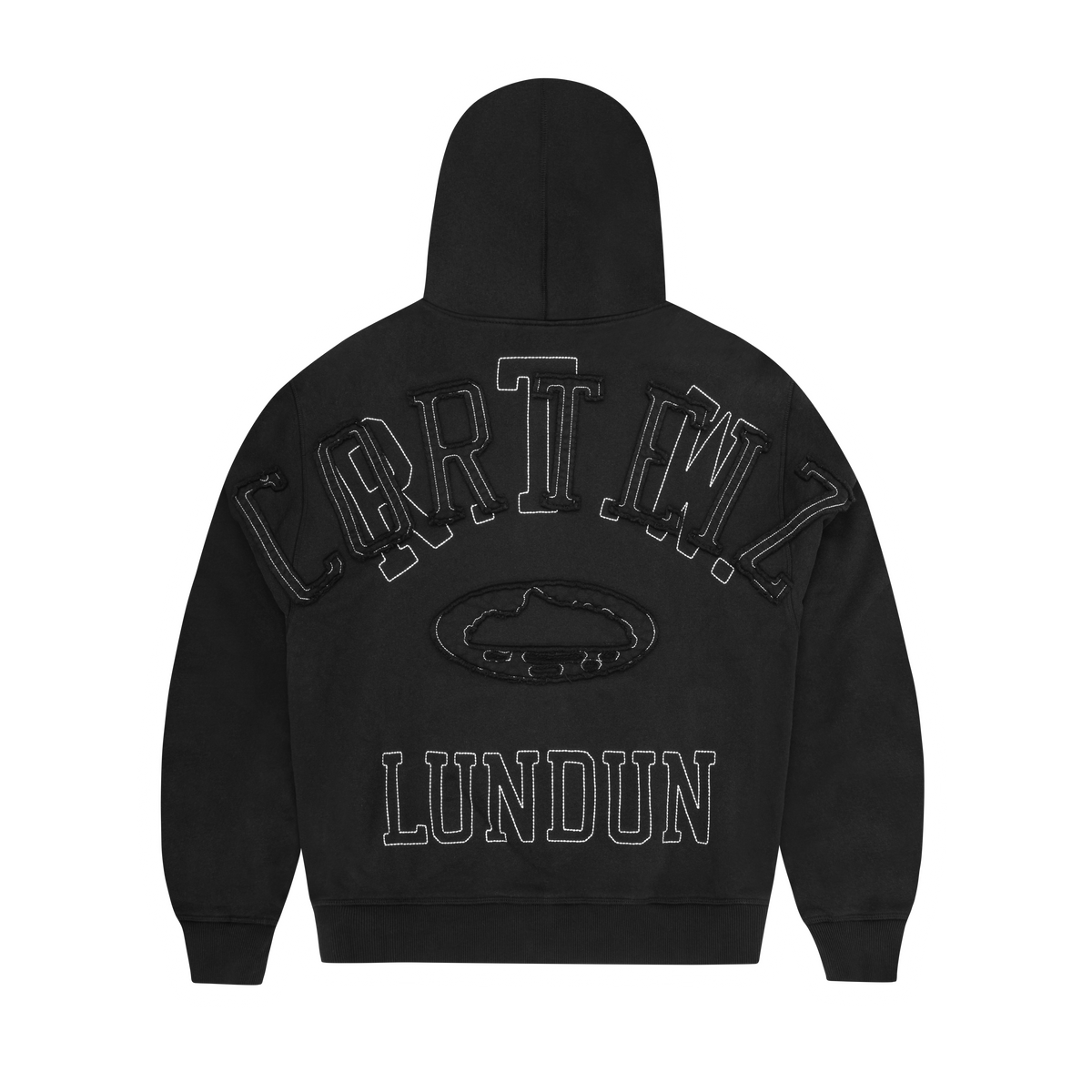 LUNDUN STITCH ZIP HOODIE [TRIPLE BLACK]