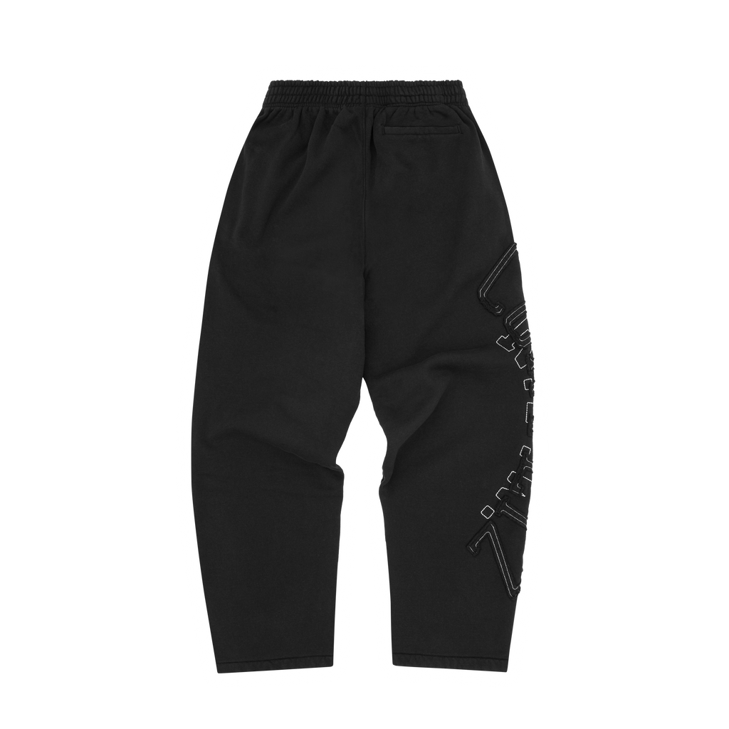 LUNDUN STITCH OPEN HEM SWEATPANT [TRIPLE BLACK]