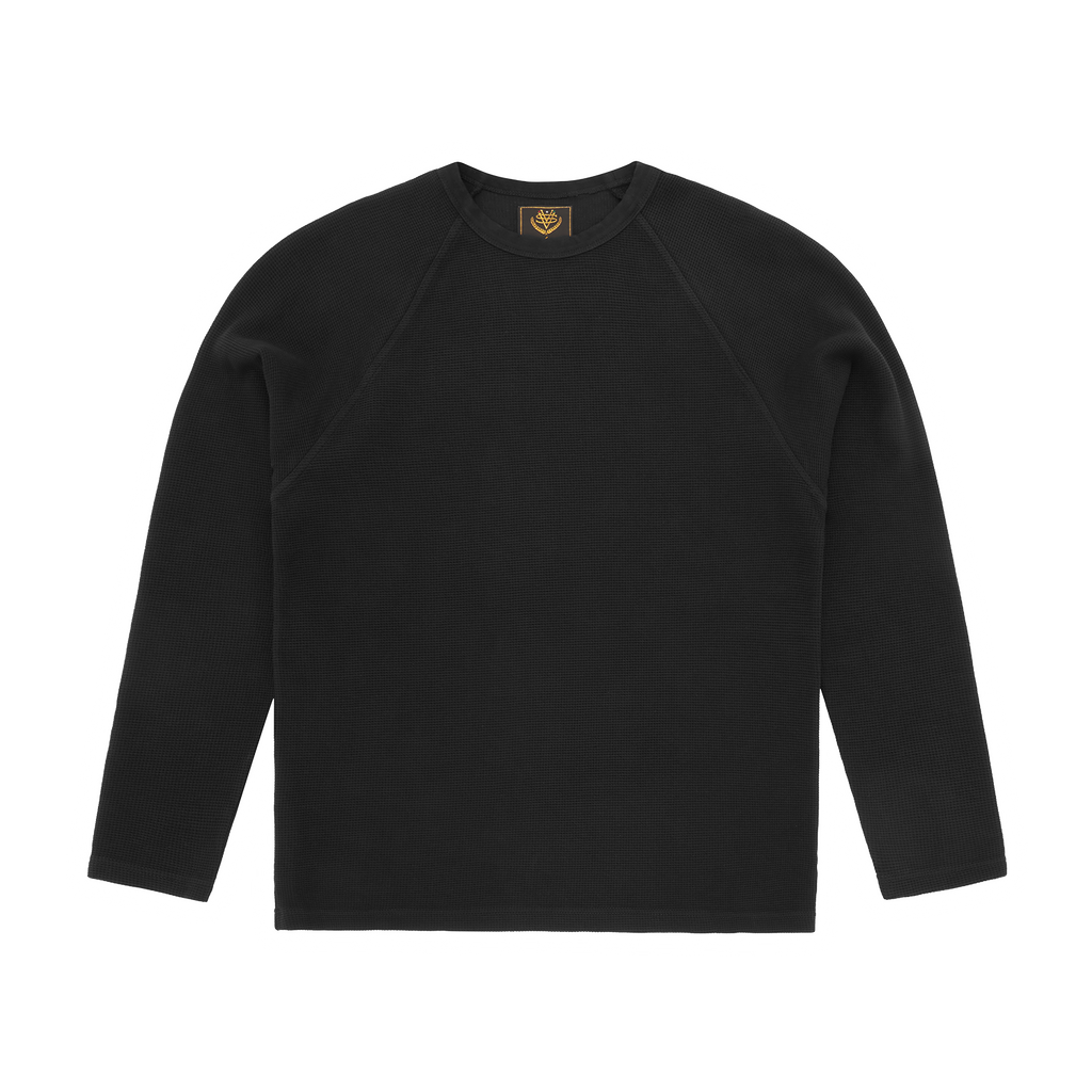 STAR RAGLAN WAFFLE THERMAL [BLACK]