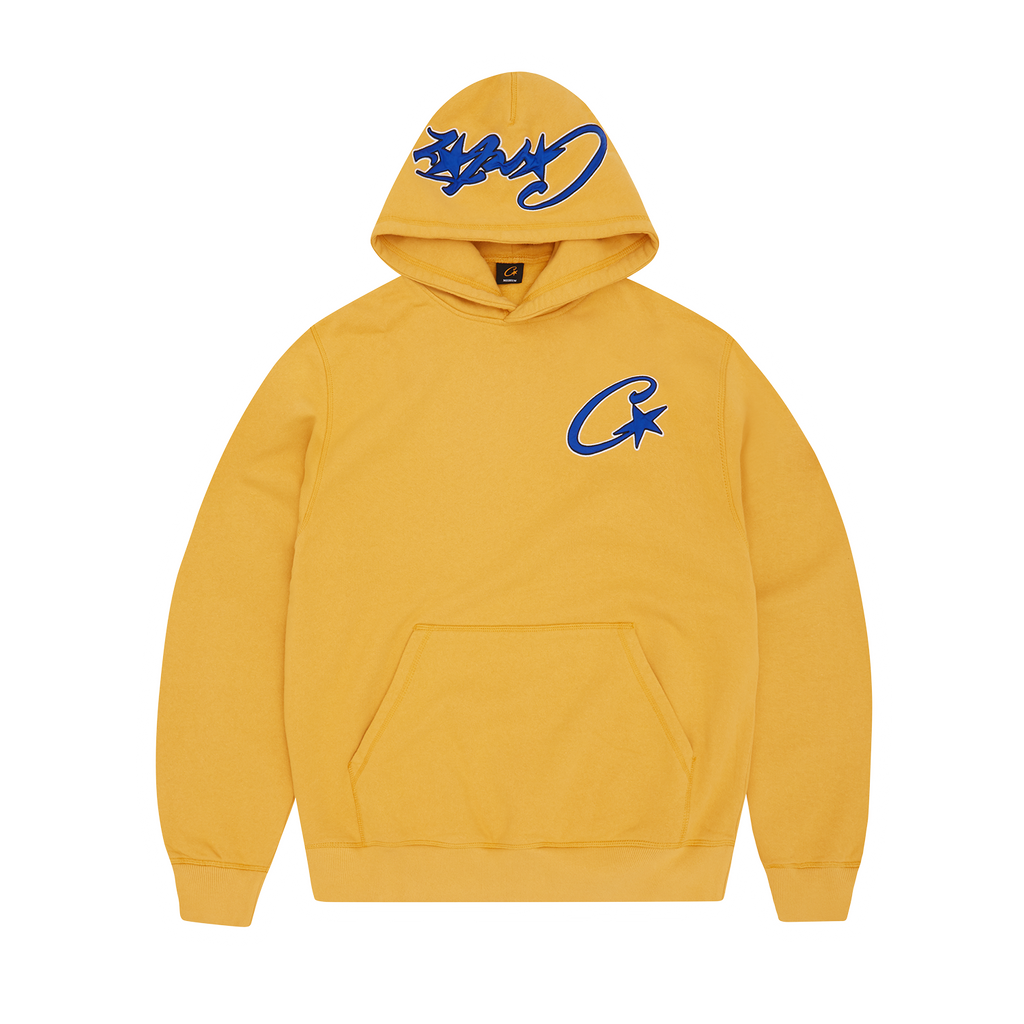 SATIN C STAR APPLIQUE HOODIE [MUSTARD]