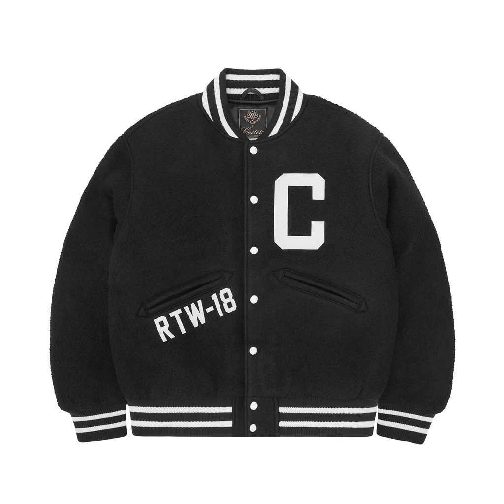 CASENTINO WOOL VARSITY JACKET [BLACK]