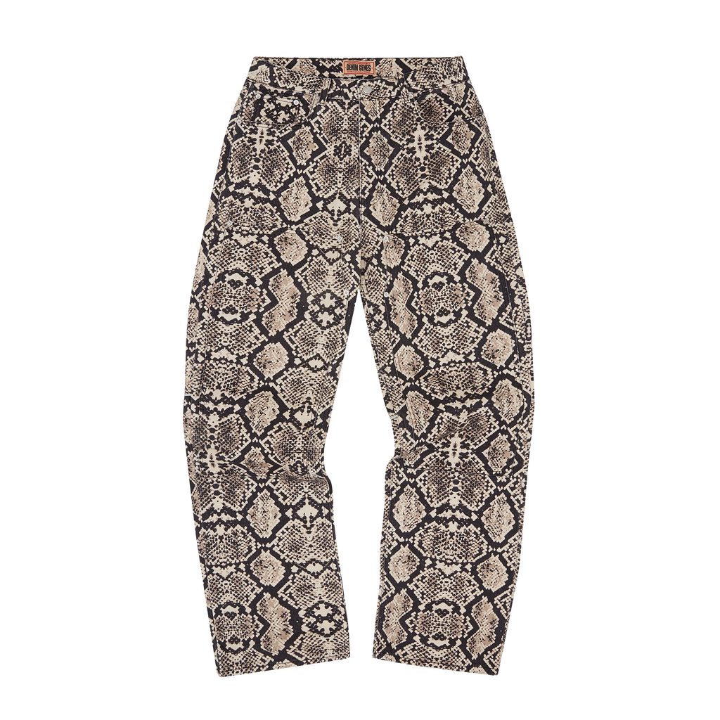 SNAKESKIN DENIM WORKWEAR PANT [BLACK/BEIGE]