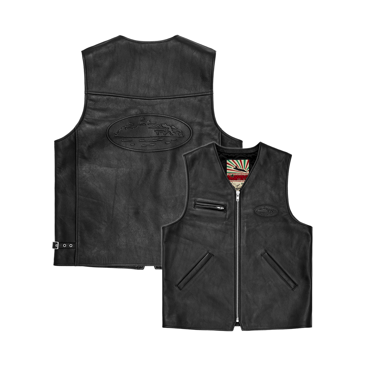 SKYDIVE LEATHER VEST [BLACK]